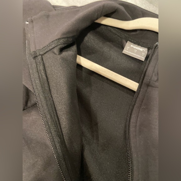 Puma Men’s Black Mock Neck Mesh Detail Full Zip Track Jacket White Logo Size S - Picture 10 of 10